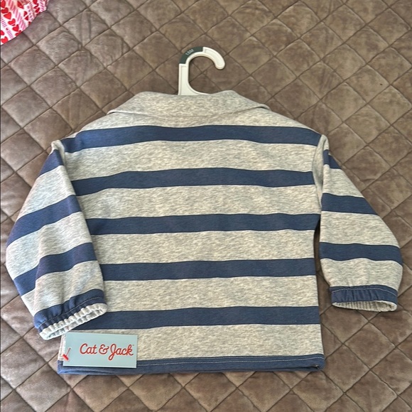 Cat & Jack Blue and Gray Striped Sweatshirt - Picture 2 of 2